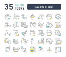 Set of linear icons of Cleaning Service vector