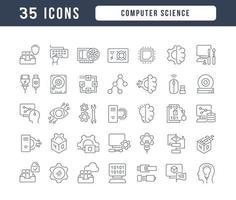 Set of linear icons of Computer Science vector