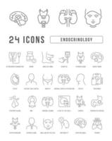 conjunto de iconos lineales de endocrinología vector