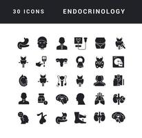 conjunto de iconos simples de endocrinología vector