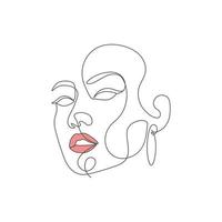 Abstract beauty fashion woman face one line continues line drawing vector art