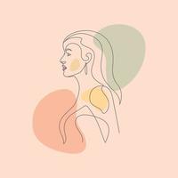 Abstract woman face beauty girl face line art drawing vector