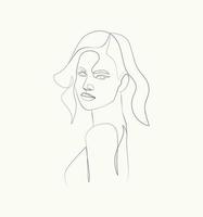 Abstract beauty woman face and body line art vector drawing