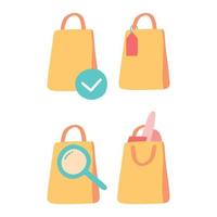 E commerce shopping bags thin line icon in cartoon style. vector