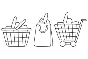 E commerce shopping carts icons in cartoon style vector