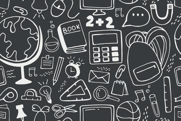 School background. Seamless background with doodles.