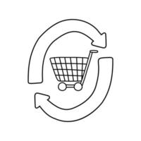 E commerce shopping cart icon in cartoon style. vector