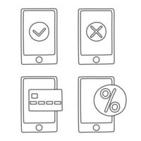 iconos de teléfonos inteligentes de comercio electrónico en estilo de dibujos animados. vector