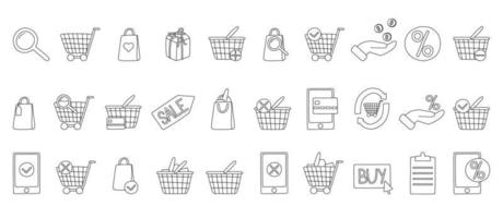 E commerce simple icon vector illustration. Shopping cart, search , market, shop, discount and more.