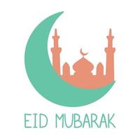 A modern Islamic holiday banner suitable for Ramadan, Raya Hari, Eid al-Adha and Mawlid. Mosque dome and moon vector