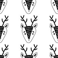 Seamless Scandinavian drawing. Vector children's background with a deer. Design for prints, shirts and posters.