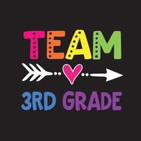 team 3rd grade shirt design vector, black background vector