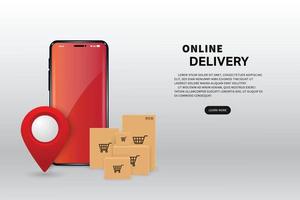 Vector fast delivery service concept.Smart phone application. Template banner design