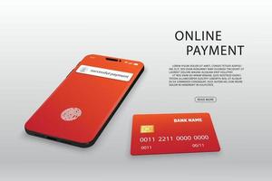 Vector mobile payment concept. Internet banking on smart phone. Template banner design.