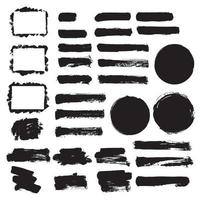 Vector brush strokes. Paint brush collection. Grunge round shape, grunge frame, design element.