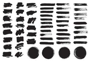 Vector grunge brush collection. Round shape, text box. Black paint brush stroke.