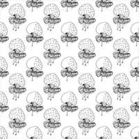 Seamless vector pattern of a sea jellyfish on a white background. Drawn by hand. Doodle illustration. Wrapping paper, wallpaper, fabric printing, restaurant menus.