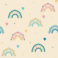 Cute pattern with pastel color rainbows. vector