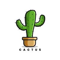 The cactus template vector design in a simple and cute style is perfect for kids