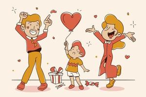 ilustración de dibujos animados de familia feliz vector