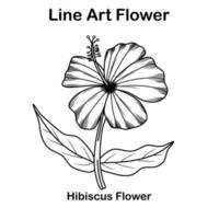 boceto o arte lineal flor de hibisco vector
