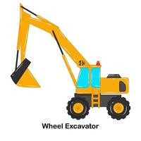 vector de vehículo de construcción de excavadora de ruedas