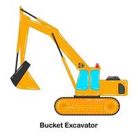vector de vehículo de construcción de excavadora de cubo