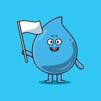 Cute cartoon Water drop mascot with white flag vector