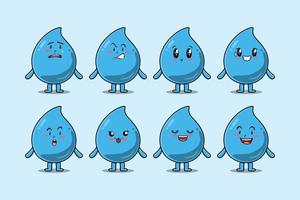 Set kawaii water drop cartoon with expressions vector