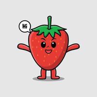 Cute cartoon strawberry with happy expression vector