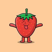 Cute cartoon strawberry with flashy expression vector