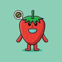 Cute cartoon strawberry using mask prevent virus vector