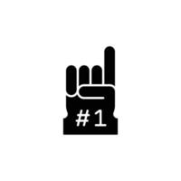 Number 1 foam glove icon. Simple solid style. Fan logo hand with finger up. glyph vector illustration isolated on white background. EPS 10.