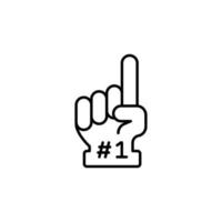 Number 1 foam glove icon. Simple outline style. Fan logo hand with finger up. Thin line vector illustration isolated on white background. EPS 10.