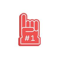 Number 1 foam glove icon. Simple flat style. Fan logo hand with finger up. Vector illustration isolated on white background. EPS 10.