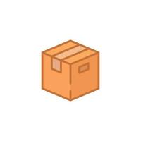 icono de caja estilo plano sencillo. cartón, paquete de entrega, concepto de paquete. diseño de ilustración de vector de contorno lleno aislado sobre fondo blanco. eps 10.