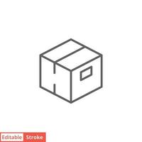 Box icon. Simple outline style. Cardboard, delivery package, parcel concept. Thin line vector illustration design isolated on white background. Editable stroke EPS 10.