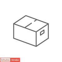 Box icon. Simple outline style. Cardboard, delivery package, parcel concept. Thin line vector illustration design isolated on white background. Editable stroke EPS 10.