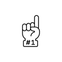 Number 1 foam glove icon. Simple outline style. Fan logo hand with finger up. Thin line vector illustration isolated on white background. EPS 10.