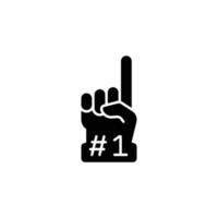 Number 1 foam glove icon. Simple solid style. Fan logo hand with finger up. glyph vector illustration isolated on white background. EPS 10.