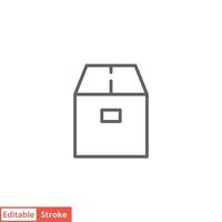 Box icon. Simple outline style. Cardboard, delivery package, parcel concept. Thin line vector illustration design isolated on white background. Editable stroke EPS 10.