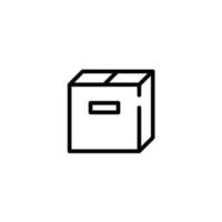 icono de caja estilo de esquema simple. cartón, paquete de entrega, concepto de paquete. diseño de ilustración de vector de línea delgada aislado sobre fondo blanco. eps 10.