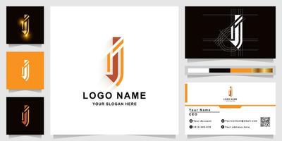 Letter i or ii monogram logo template with business card design vector