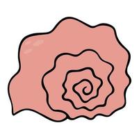 concha de mar fósil submarino rosa. ilustración vectorial de color. fondo aislado. estilo de dibujos animados antiguo hogar de la almeja. exoesqueleto de invertebrados. idea para el diseño web.