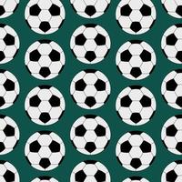 Soccer ball. Seamless vector pattern. Isolated green background. Cartoon style. Repeating sports ornament. Balls background. Sports equipment for the European Championship