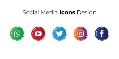 Abstract social media icons set vector