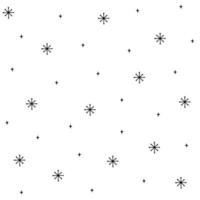 Snowflake simple seamless pattern. Black snow on white background. Abstract wallpaper, wrapping decoration. Symbol of winter, Merry Christmas holiday, Happy New Year celebration Vector illustration