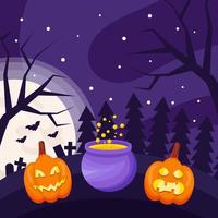 Flat Design of Halloween Background vector