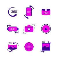conjunto de iconos de 360 grados vector