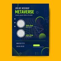 plantilla de póster de seminario web en línea de metaverso vector